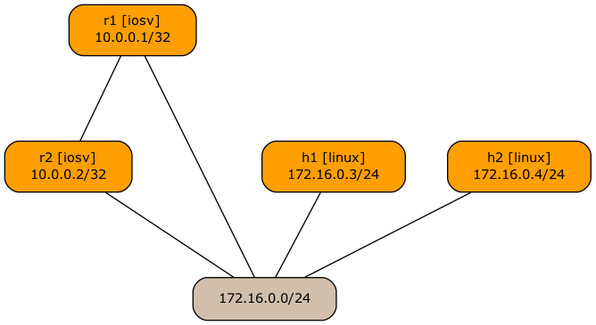 Initial representation of multi-access lab topology